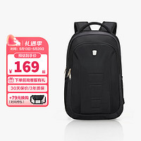 爱华仕（OIWAS）双肩背包男15.6英寸笔记本电脑包书包大容量休闲包旅行包 黑色