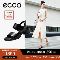 爱步（ECCO）女士凉鞋 2024年夏季一字带粗跟凉鞋时尚舒适 雕塑222763 黑色22276301001 39