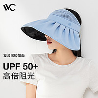 VVC 遮陽帽女防曬帽女防紫外線寬帽檐帽子女太陽帽網格透氣帽子 灰度藍