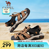 骆驼（CAMEL）2024夏季休闲凉鞋户外沙滩镂空透气免系鞋 G14M307627 土黄男 42