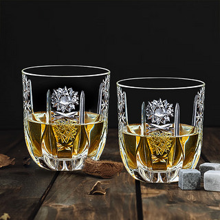 Glass 高斯 意大利进口水晶玻璃威士忌酒杯手工雕花洋酒杯礼盒包装 对杯礼盒装 270ml
