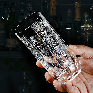 Glass 高斯 洋酒杯水晶玻璃雕花啤酒杯意大利水杯礼盒包装乔迁 两只礼盒