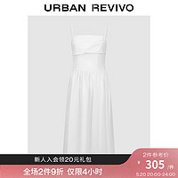 UR2024夏季女装时尚气质白色中长款吊带连衣裙UWG740134 本白 XL