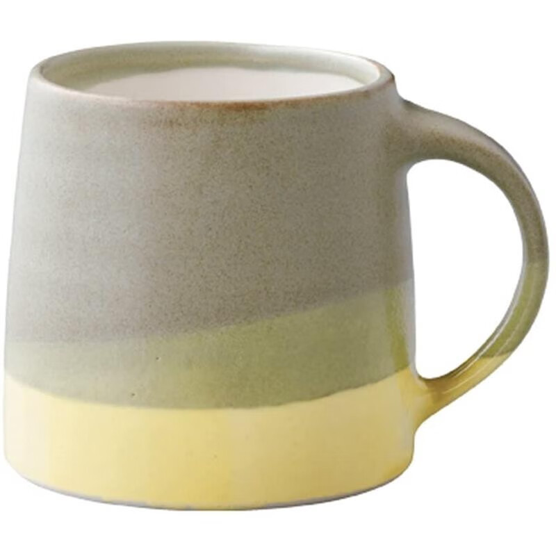 【】KINTO陶瓷马克杯 手冲咖啡杯 复古杯 杯子 耐热 简约时尚 苔绿色×黄色 320ml