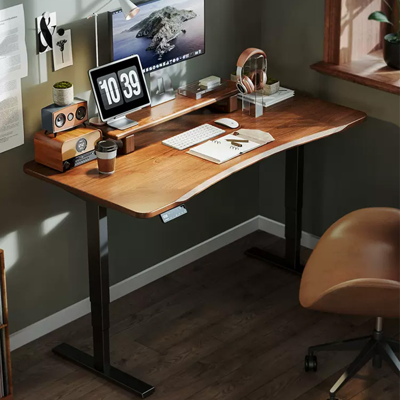 实木电动升降桌迈德斯特橡胶木实木桌家用办公桌电脑桌学习桌书桌