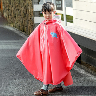 誉品丰茂 开学季儿童雨衣雨披带书包位男女童小学生时尚长款连体斗篷雨衣 红色XL(120-140身高)