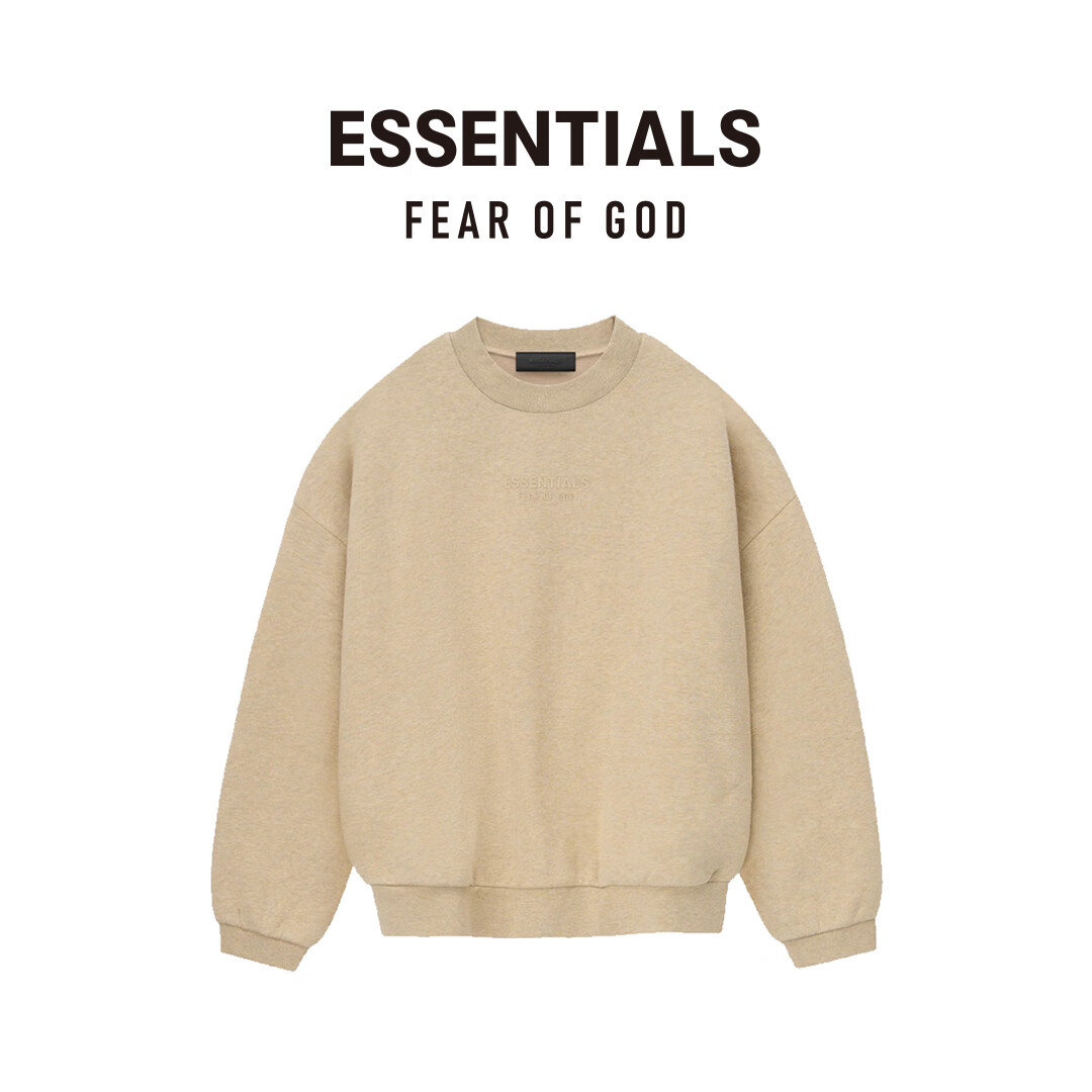 FEAR OF GOD ESSENTIALS拉丝棉质圆领卫衣美式高街潮牌舒适时尚宽松加绒简约外套 暮云金 Gold Heather XS