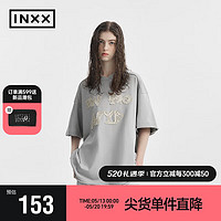 英克斯（inxx）潮牌水墨提花主题短袖T恤夏季男女同款APE2010689 灰色 M