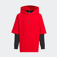 阿迪达斯 （adidas）男童二合一卫衣中大童儿童红色运动连帽外套IT4063 浅猩红 A164 