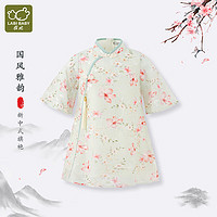 拉比（Labi Baby）童装女童连衣裙儿童旗袍新中式国风碎花盘扣夏季小裙子 绿色 160 