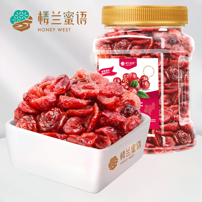 楼兰蜜语鲜红蔓越莓干400g 烘焙 果干蜜饯休闲零食原味 罐装