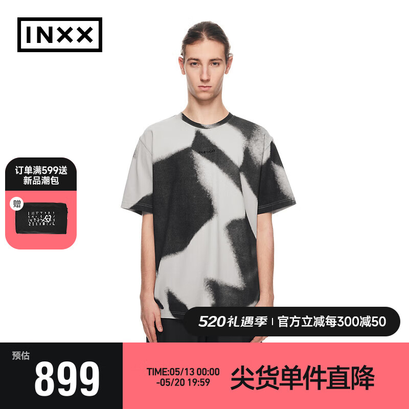 英克斯（inxx）时尚潮牌短袖T恤宽松休闲夏男女同款XCE2010231 灰色 S