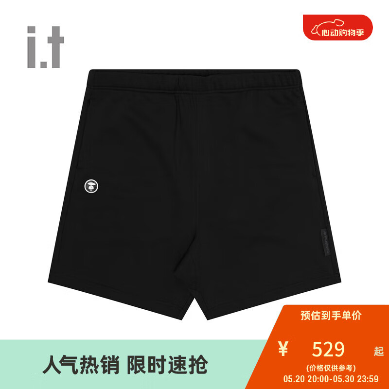 Aape it 男装春夏猿颜迷彩徽章字母印花休闲简约短裤A673XXM BKX/黑色 XXL