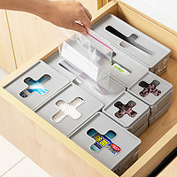 inomata 日本十字口收納盒抽屜桌面小雜物整理盒塑料袋儲物盒手套