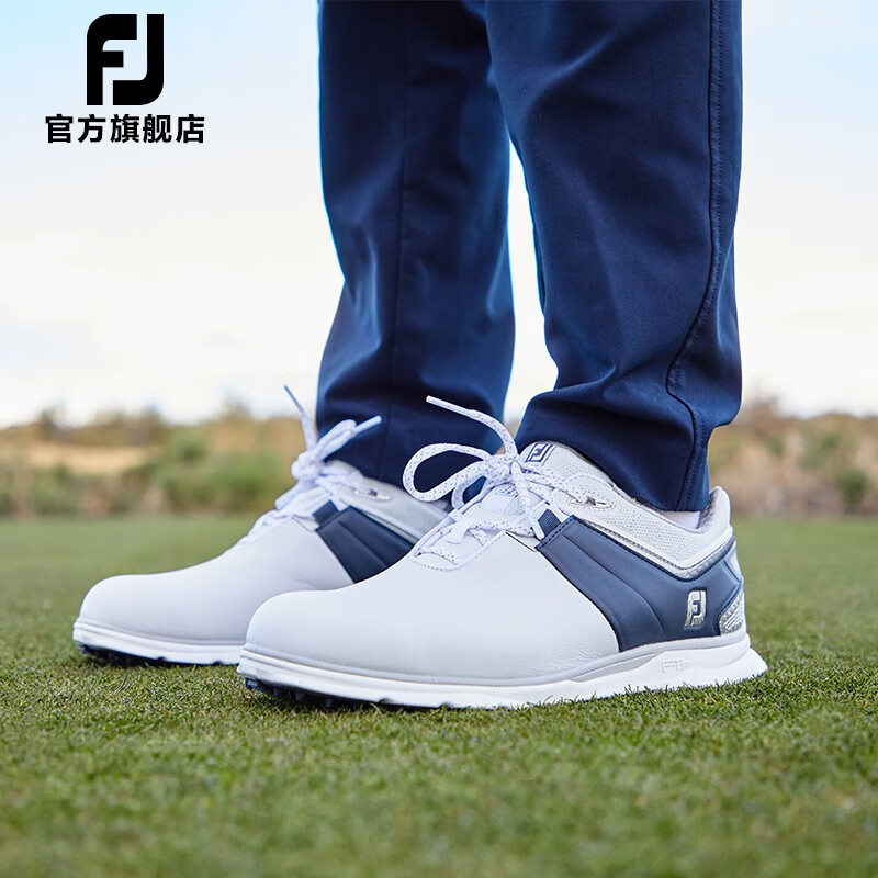 FootJoy高尔夫球鞋男士FJPro/SL Carbon专业竞技防滑耐磨无钉运动鞋 白/蓝53082 10=46码