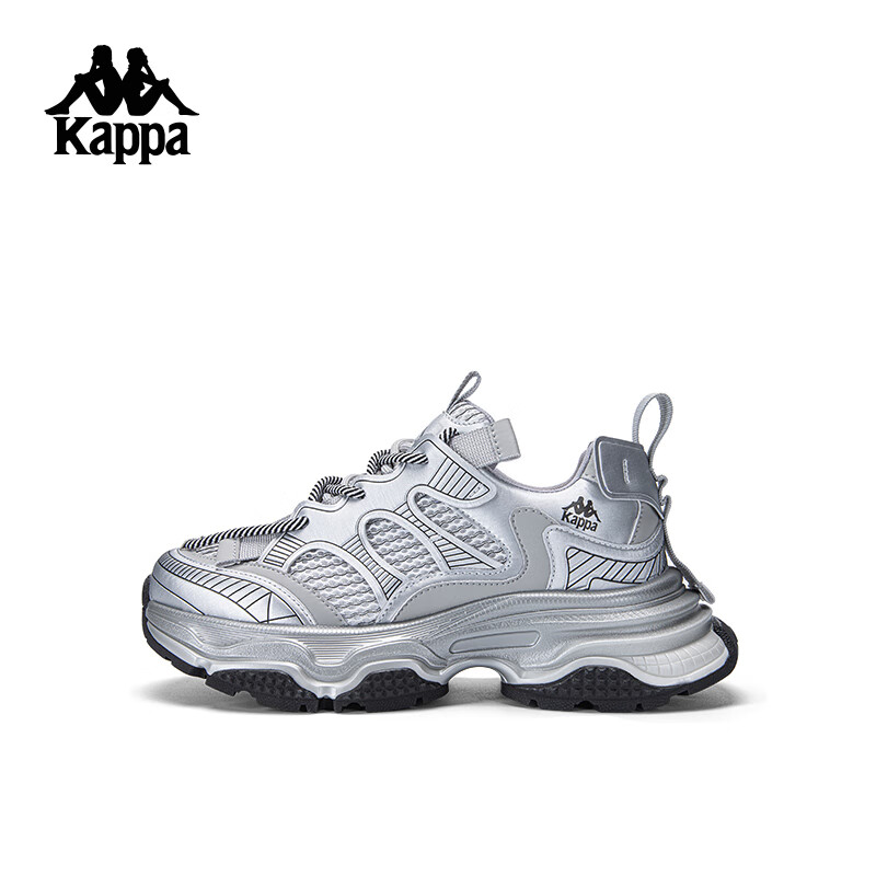 卡帕（Kappa）官方银灰色老爹鞋女鞋子厚底增高运动鞋