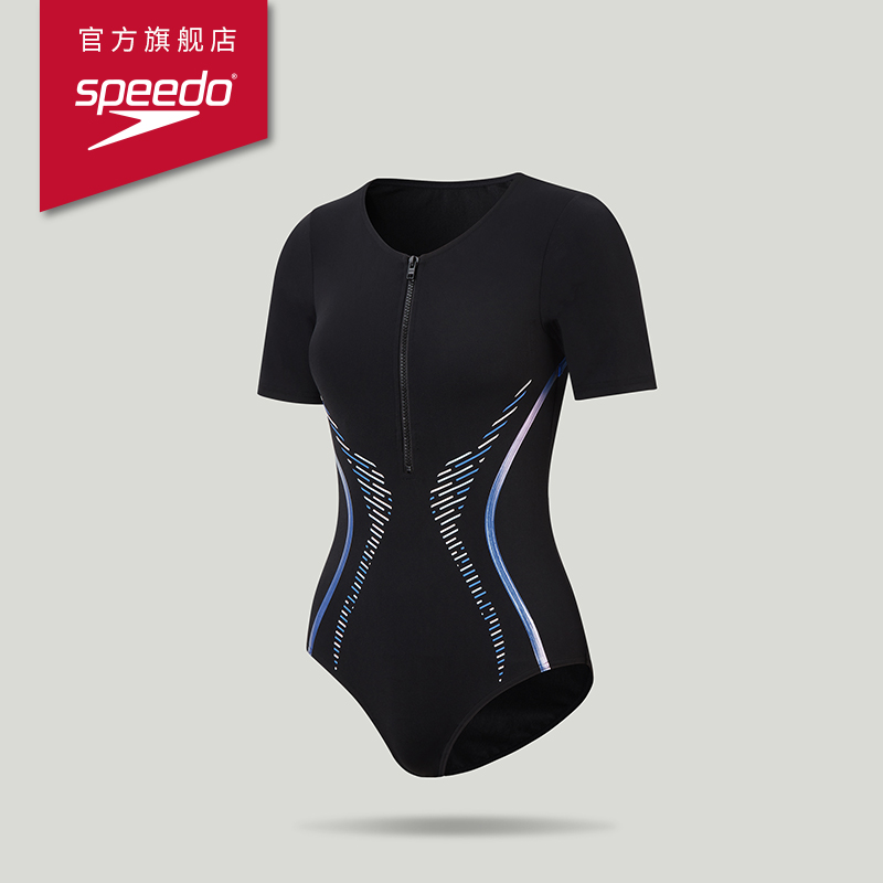 Speedo/速比涛 电气矩阵黑标5.0女子短袖连体泳衣 2024