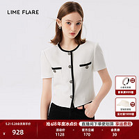 LIME FLARE莱茵气质法式小香风短外套2024年夏季撞色设计感女小个子短款 白色 M