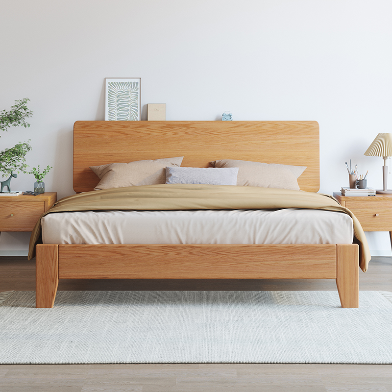 全实木床轻奢现代简约1.5米实木双人床1米8主卧高端大气1.2小户型