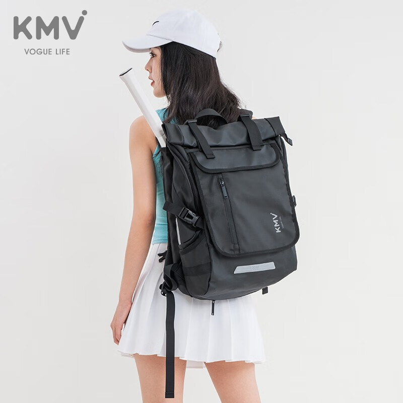 KMV羽毛球包网球运动包潮游泳双肩背包旅行包男女训练书包 黑色
