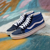 VANS 范斯 官方 SK8-Mid美式校園風清新減齡感高街牛仔藍板鞋 藍色 42