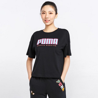 PUMA 彪马 x SW 女款透气顺滑百搭印图短袖女式T恤 黑标