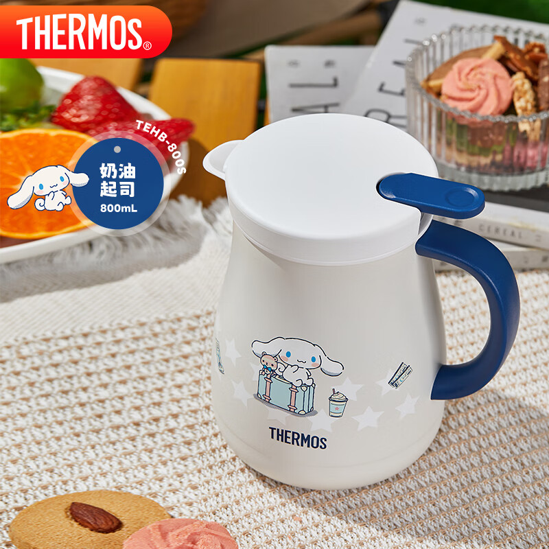 膳魔师（THERMOS）保温壶大容量316L不锈钢家用暖水壶TEHB-800S WH(大耳狗)