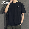 XTEP 特步 短袖T恤男子夏季潮流修身男士休閑時尚速干運動套頭衫健身打底 黑色 XL