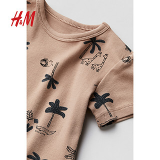 H&M HM童装女婴哈衣2024夏季新品舒柔休闲潮流汗布图案连体衣1139679