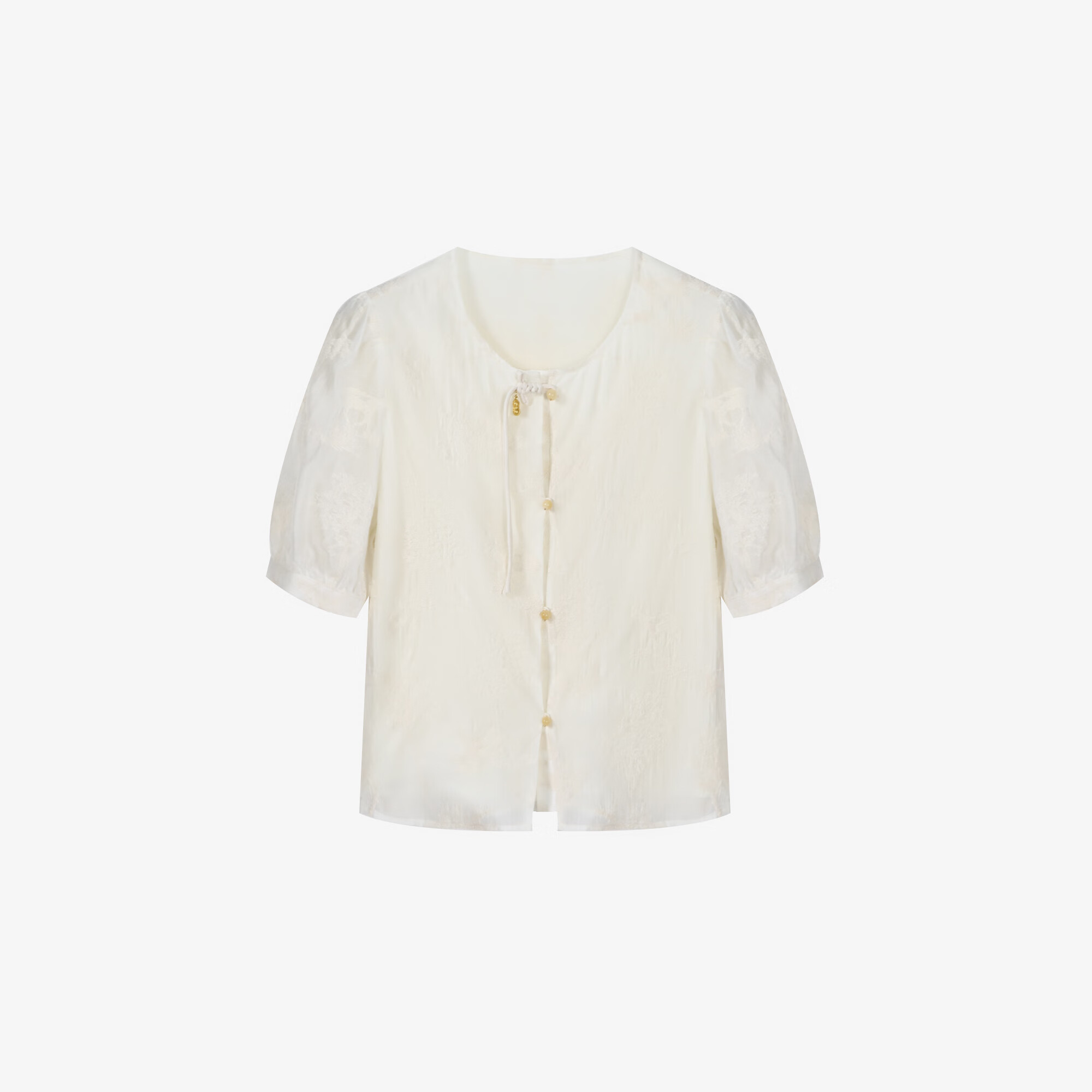Basic House/百家好气质衬衣白色时尚休闲夏季衬衫T恤-B0624B5I082 米色 M105-120斤