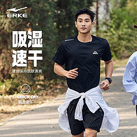 ERKE 鴻星爾克 速干衣男2024夏季新款男士跑步運動健身冰絲短袖t恤男款
