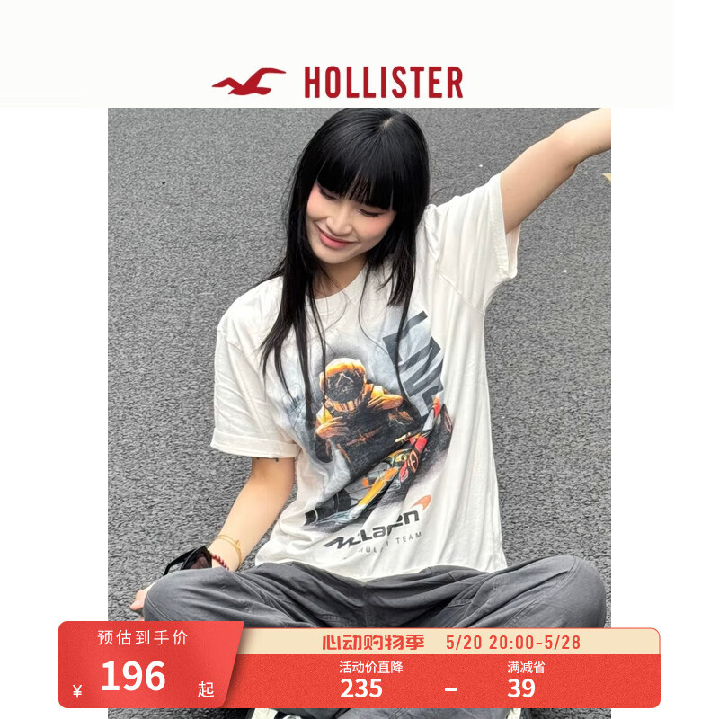 HOLLISTER【赛车系列】24夏新款情侣迈凯伦短袖T恤男女KI323-4137