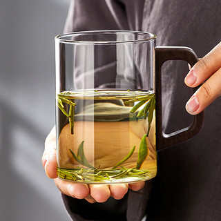 TEAHUE 忆壶茶 玻璃茶杯玻璃杯泡茶专用杯子办公室喝水杯子耐高温茶具 木语杯400ml
