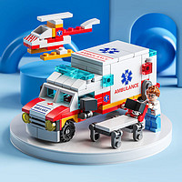 LELE BROTHER 樂樂兄弟 兒童玩具拼裝小顆粒積木 6合1醫療救援車（32-8）