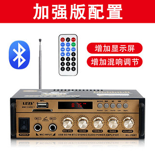 LDZS 蓝牙功放机家用大功率迷你小型功放器220V12伏车载插卡FM收音功放 198显示屏+混响调节