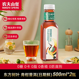 农夫山泉 东方树叶 500ml 茉莉花茶 乌龙 无糖茶饮品 茶饮料 混装 青柑普洱500ml*2