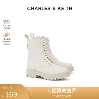 CHARLES & KEITH CHARLES&KEITH秋冬女靴CK1-90360350女士时尚系带厚底马丁靴女鞋