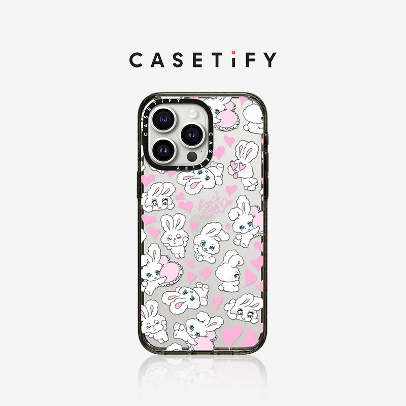 CASETIFY  爱心小兔手机壳 适用于iPhone15/14/13/Pro/Max 透明黑框 iPhone 15 Pro