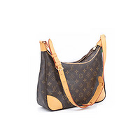 LOUIS VUITTON 中古95新lv/路易威登老花牛角包女士手提包/植鞣革更新