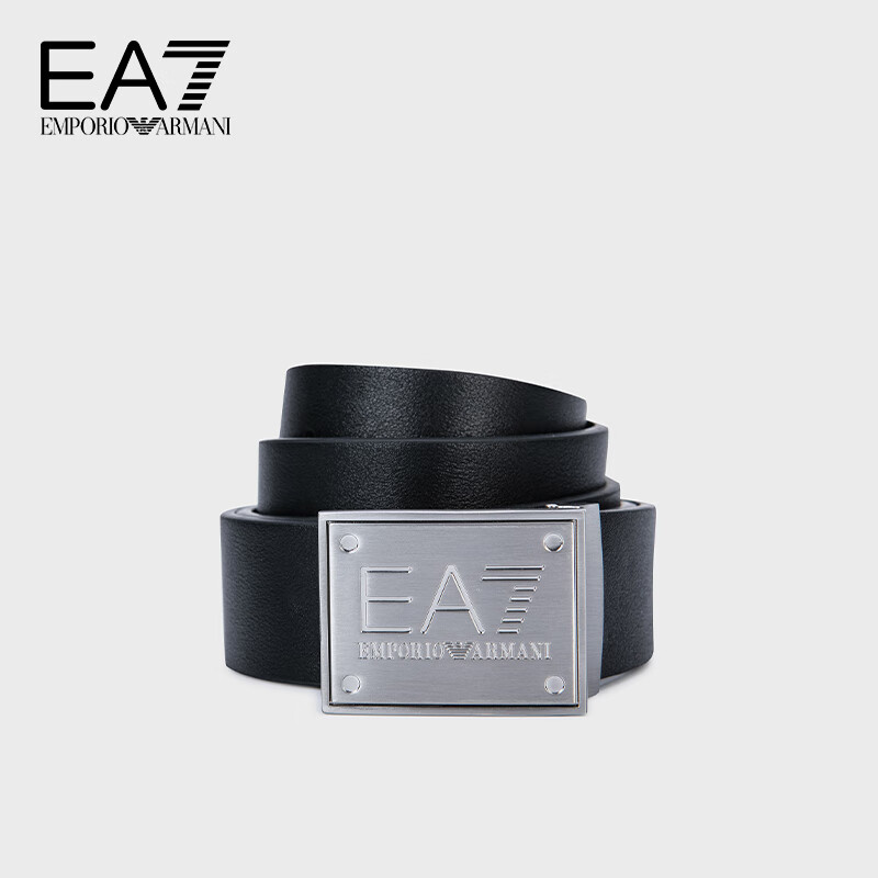 阿玛尼EMPORIO ARMANIEA7男女同款金属徽标压印腰带 33521黑色