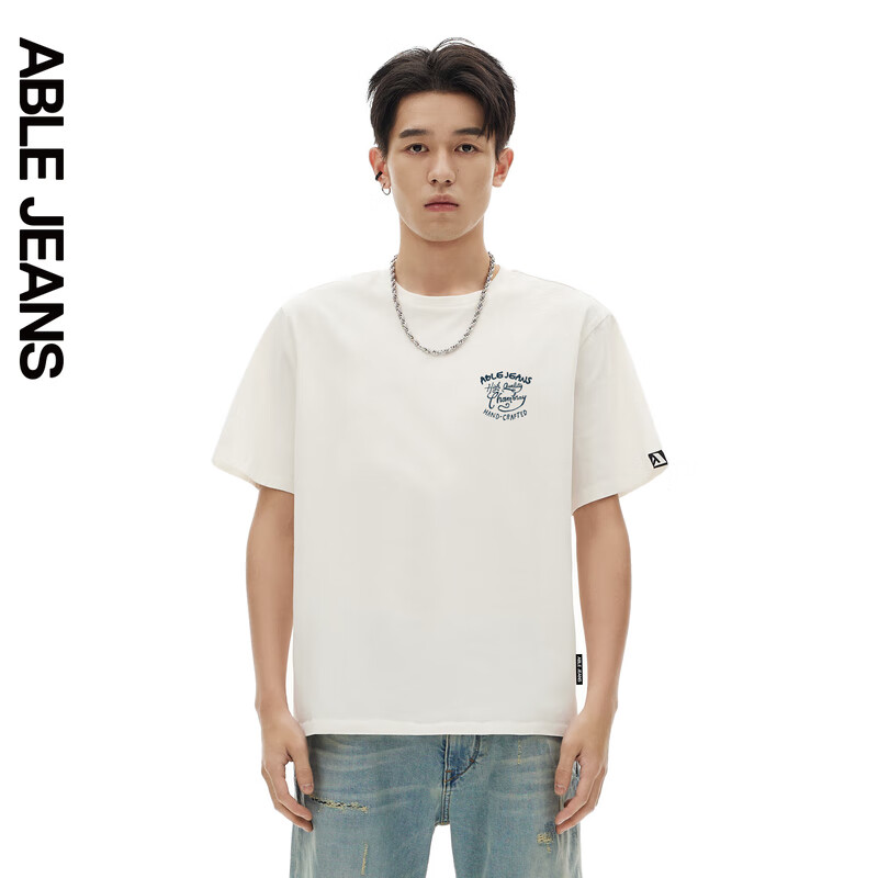 ABLE JEANS 24夏季新款TEE男士复古文字街头宽松短袖T恤881246