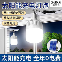 百億補貼：卓琪 2024新款太陽能庭院路燈家用充電室內照明一拖二分體式吊燈泡