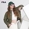 FILA 斐樂 女士運動棉服立領開衫保暖外套休閑上衣面包服歐版 橄欖綠 S