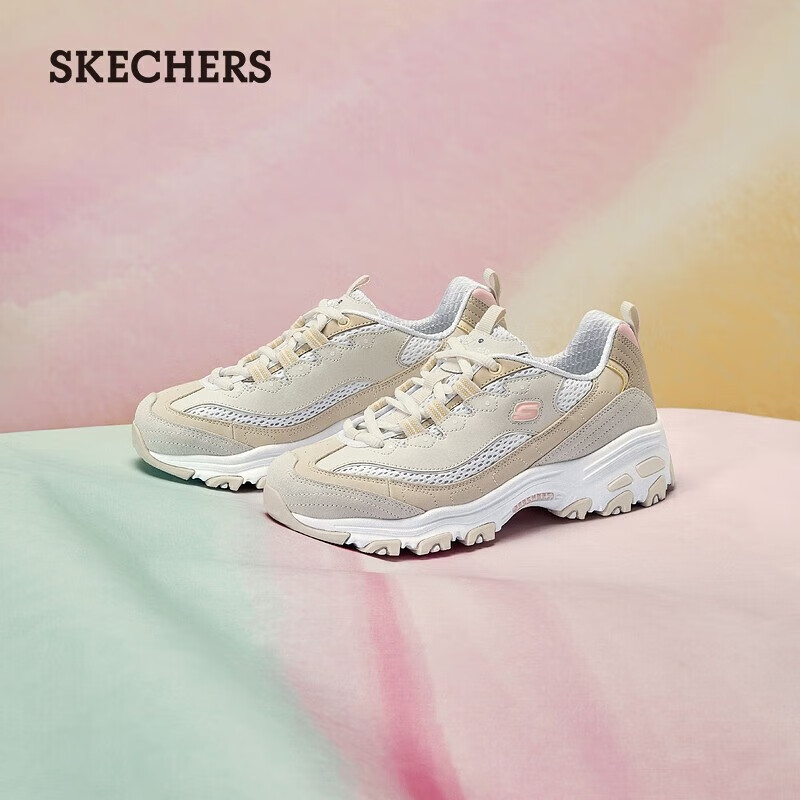 斯凯奇（Skechers）女鞋小冰熊熊猫鞋厚底增高老爹鞋运动鞋秋季休闲鞋896209 乳白色/OFWT 37