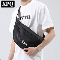 XPQ 男潮牌大容量包簡約單肩包挎包休閑胸包潮流外出隨身挎包 黑色