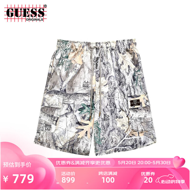 GUESS Originals  24年夏季男士树木创意短裤-M4YD00WFA20 P1IX-花色 XS