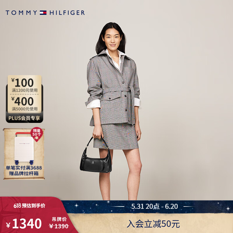 TOMMY HILFIGER24早秋女装时尚小众金属字母手提单肩包腋下包16711 黑色BDS OS