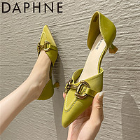 DAPHNE 達芙妮 真皮網紅高跟鞋女細跟輕奢氣質女士不累腳的高級感法式單鞋