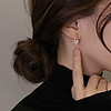 925銀針簡約巴洛克珍珠耳環設計感耳釘時尚氣質網紅耳飾 金色不規則珍珠