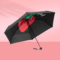 HONG YE 紅葉 傘超輕迷你五折太陽傘防曬遮陽傘防紫外線晴雨傘兩用水果系列 草莓-黑